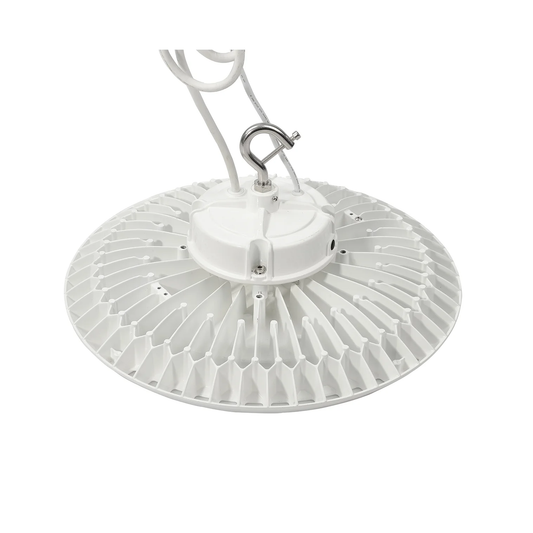 WHITE UFO HIGHBAY - 27,000 LUMENS - WATTAGE ADJUSTABLE - 5000K 0-10V DIMMABLE 100-277VAC