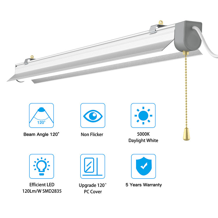 4ft 80W SHOP LIGHT 10,400lm - LINKABLE- W/PULL SWITCH - NO RF DRIVER