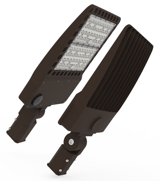 Shoe Box Light WATTAGE SWITCHABLE 120-347Vac w/4ft AC Cord (200w/240w/300w) 51,000 Lumen (Optional Remote Programmability or Dusk to Dawn Sensor)