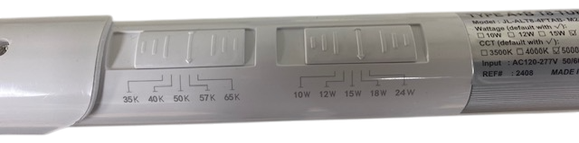 4ft G13 T8 3,240 Lumen (10w/12w/15w/18w/24w) WATTAGE ADJUSTABLE 135lm/W 5CCT (3500K/4000K/5000K/5700K/6500K) KELVIN ADJUSTABLE - FROSTED LENS - "ENERGY MISER"