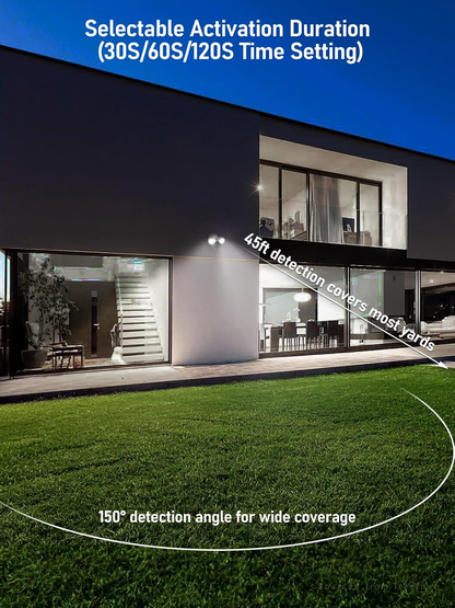 Dual-Head Motion Activated Flood Light -WHITE - 25 Watt