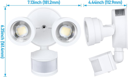 Dual-Head Motion Activated Flood Light -WHITE - 25 Watt