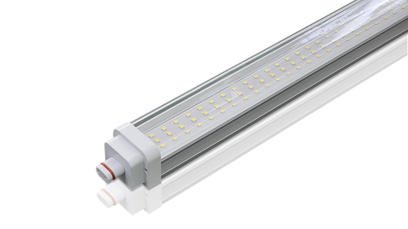 (CASE OF 20) 8ft 24/50/80W Adjustable IP55 MOISTURE PROOF LINKABLE LAMP - FROSTED LENS - 3000/4000/5000/5700/6500K Selectable 100-277vAC