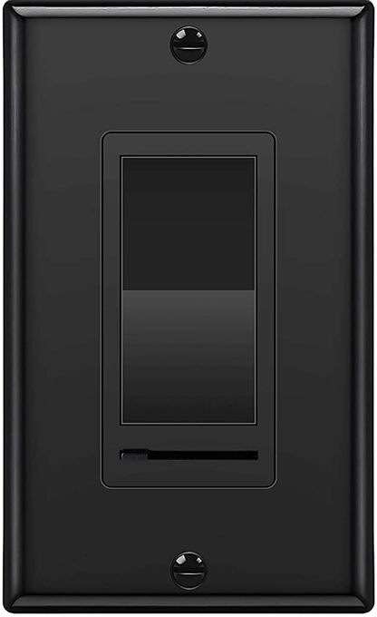 BLACK Dimmer w/ Rocker Switch 150w 120V (Standard Gang Box Installation)