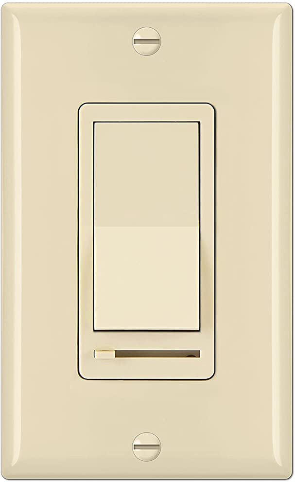 IVORY Dimmer w/ Rocker Switch 150w 120V (Standard Gang Box Installatio ...
