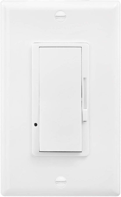 Dimmer Switch,  0-10V DC Low Voltage Single-Pole or 3-Way Dimmable LED/CFL/Incandescent/Halogen, Wall Plate (WHITE)