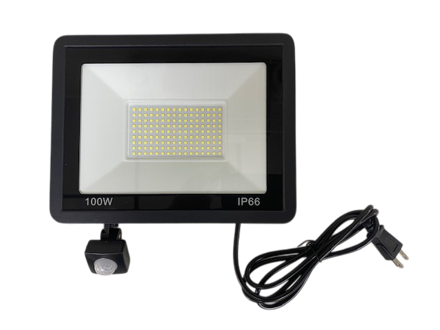 (NEW!!) 100 Watt Flood Light With PIR MOTION SENSOR and 6ft 3-Prong AC Power Cord 13,000 Lumens
