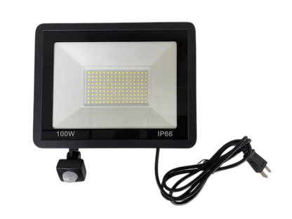 (NEW!!) 100 Watt Flood Light With PIR MOTION SENSOR and 6ft 3-Prong AC Power Cord 13,000 Lumens