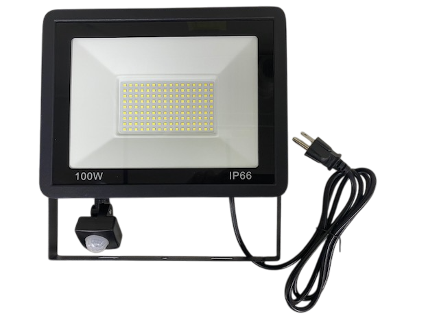 (NEW!!) 100 Watt Flood Light With PIR MOTION SENSOR and 6ft 3-Prong AC Power Cord 13,000 Lumens