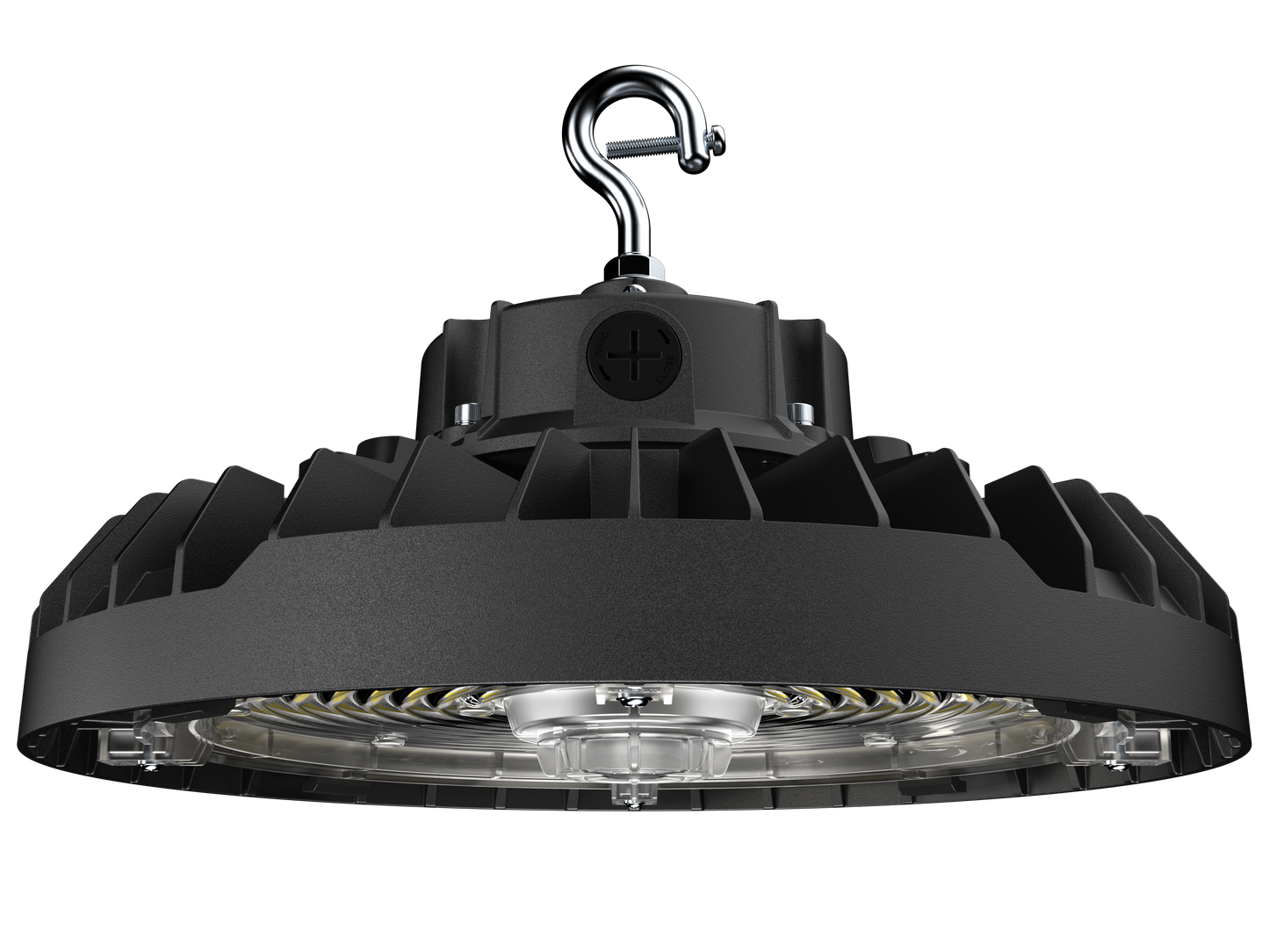 PRO-SELECT UFO High Bay 120-277V 150lm/w  150w/120w/100w Selectable 3500K/4000K/5000K Tunable W/Pre-Installed 12V AUX PIN Sensor Socket 22,500 Lumens w/6ft Whip Cord