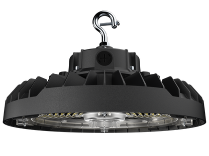 PRO-SELECT UFO High Bay 120-277V 150lm/w  150w/120w/100w Selectable 3500K/4000K/5000K Tunable W/Pre-Installed 12V AUX PIN Sensor Socket 22,500 Lumens w/6ft Whip Cord
