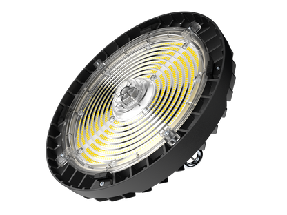 PRO-SELECT UFO High Bay 120-277V 150lm/w  150w/120w/100w Selectable 3500K/4000K/5000K Tunable W/Pre-Installed 12V AUX PIN Sensor Socket 22,500 Lumens w/6ft Whip Cord