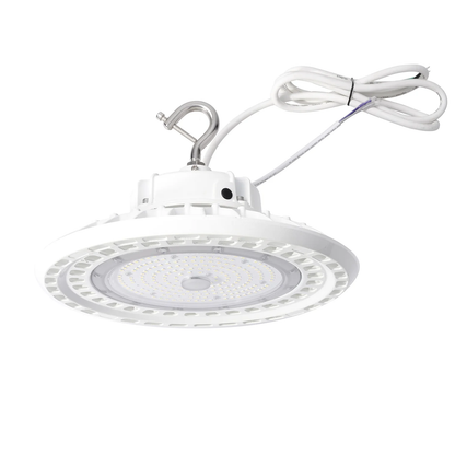 WHITE UFO HIGHBAY - 27,000 LUMENS - WATTAGE ADJUSTABLE - 5000K 0-10V DIMMABLE 100-277VAC
