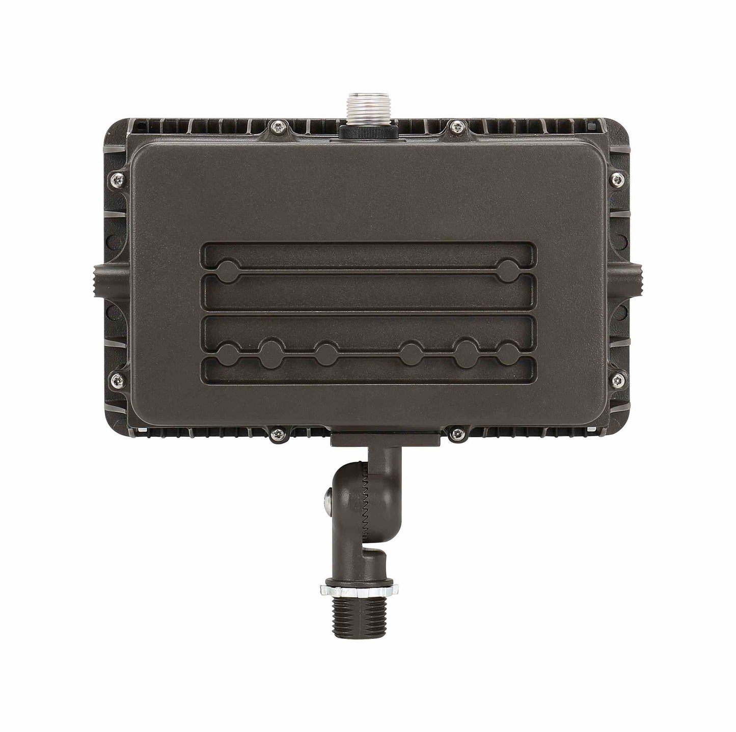 Knuckle Mount Flood Light w/Integrated Photocell WATTAGE ADJUSTABLE (60w/48w/36w/24w) 3CCT KELVIN ADJUSTABLE (3000K/4000K/5000K) 120V-277V 155lm/w
