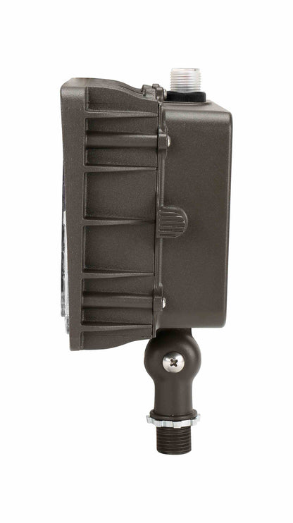 Knuckle Mount Flood Light w/Integrated Photocell WATTAGE ADJUSTABLE (60w/48w/36w/24w) 3CCT KELVIN ADJUSTABLE (3000K/4000K/5000K) 120V-277V 155lm/w