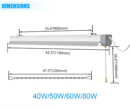 4ft 80W SHOP LIGHT 10,400lm - LINKABLE-  W/PULL SWITCH - NO RF DRIVER