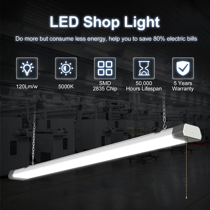4ft 120W SHOP LIGHT 15,600lm - LINKABLE-  W/PULL SWITCH - NO RF DRIVER