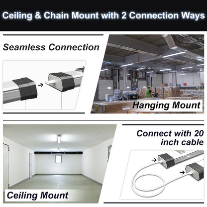4ft 120W SHOP LIGHT 15,600lm - LINKABLE-  W/PULL SWITCH - NO RF DRIVER