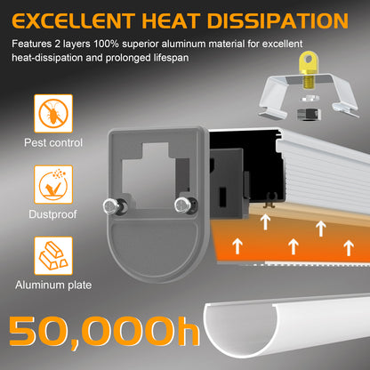 4ft 80W SHOP LIGHT 10,400lm - LINKABLE-  W/PULL SWITCH - NO RF DRIVER