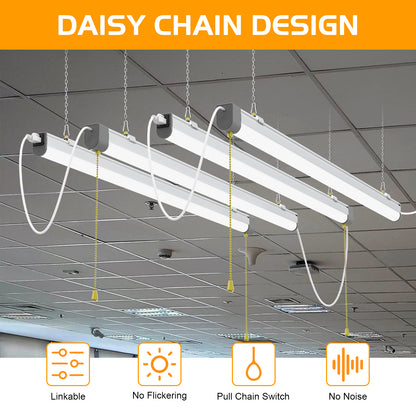 4ft 80W SHOP LIGHT 10,400lm - LINKABLE-  W/PULL SWITCH - NO RF DRIVER