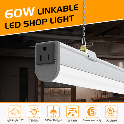 4ft 80W SHOP LIGHT 10,400lm - LINKABLE-  W/PULL SWITCH - NO RF DRIVER