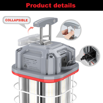 150W JOBSITE LINKABLE HANGING LIGHT 21,150lm 5000K 10FT 3-PRONG AC POWER CORD (YELLOW)