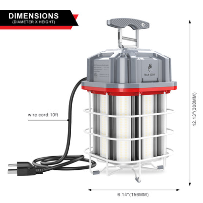 150W JOBSITE LINKABLE HANGING LIGHT 21,150lm 5000K 10FT 3-PRONG AC POWER CORD (GREY COLOR)