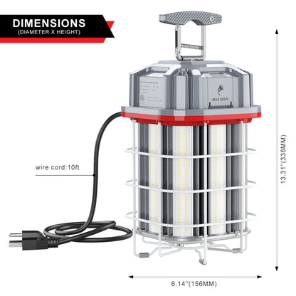 150W JOBSITE LINKABLE HANGING LIGHT 21,150lm 5000K 10FT 3-PRONG AC POWER CORD (GREY COLOR)