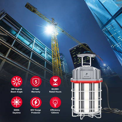 150W JOBSITE LINKABLE HANGING LIGHT 21,150lm 5000K 10FT 3-PRONG AC POWER CORD (YELLOW)