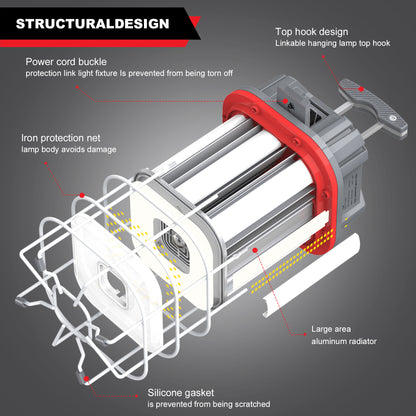 150W JOBSITE LINKABLE HANGING LIGHT 21,150lm 5000K 10FT 3-PRONG AC POWER CORD (YELLOW)