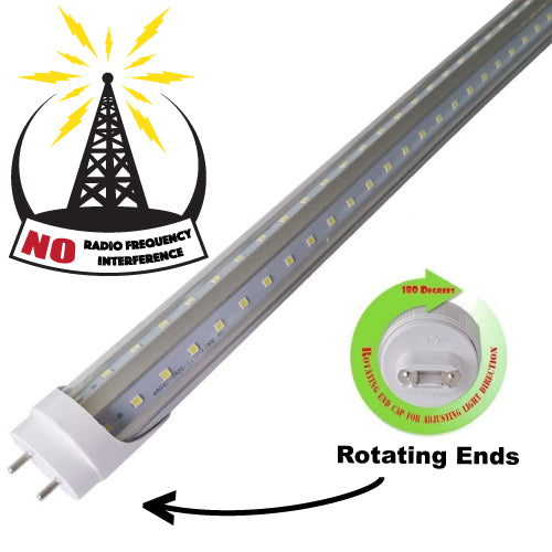 T8 G13 SWIVEL ENDS 4' 36w 5,472 Lumen G13 2-Pin CLEAR LENS V-Series 270° NO RF - SWIVEL ENDS