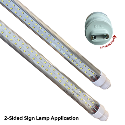 4FT Sign Cabinet HO R17d 2-Sided Replacement Lamps - CLEAR LENS Rotating Ends -Shipping Included