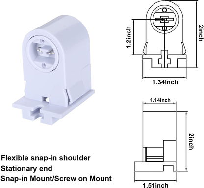 R17d Base Type Lamp Holder - for T8 T10 T12 LED Tubes (Sold in pairs)