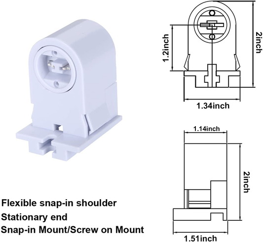 R17d Base Type Lamp Holder - for T8 T10 T12 LED Tubes (Sold in pairs)