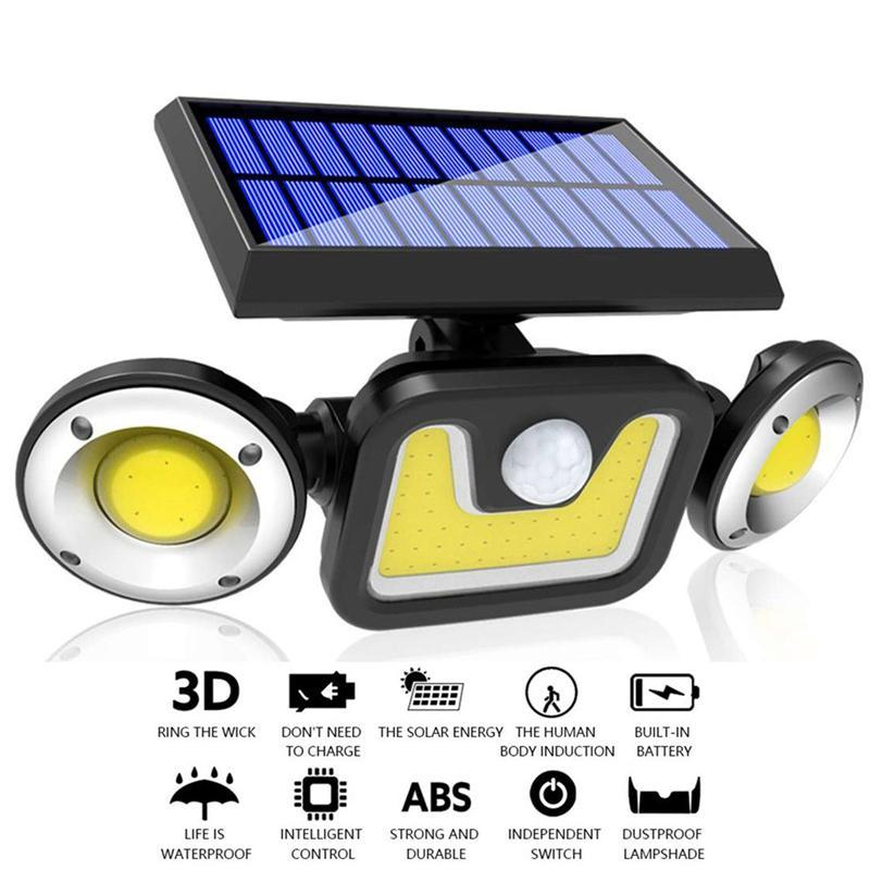Solar 3-Head Adjustable Spotlight w/PIR Motion Sensor Waterproof