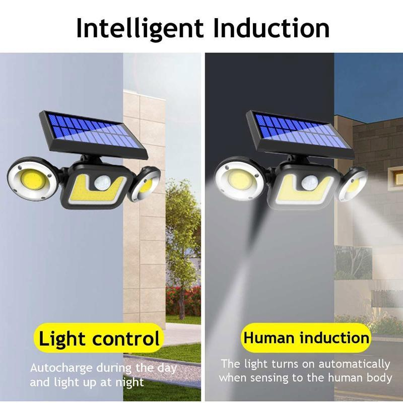 Solar 3-Head Adjustable Spotlight w/PIR Motion Sensor Waterproof