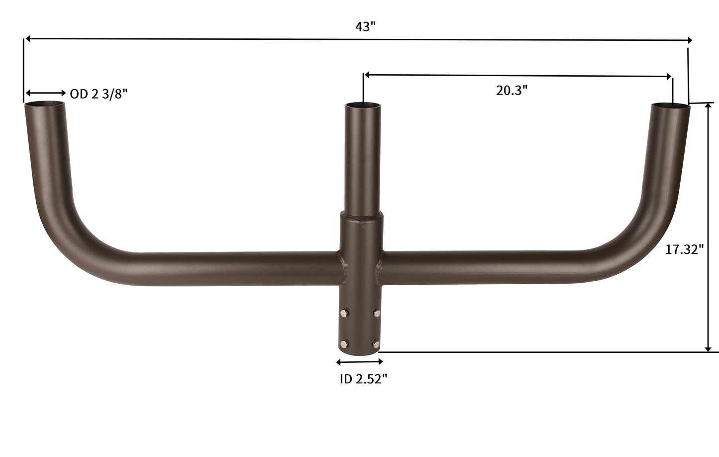 Triple Bullhorn Mounting Bracket for 3 Lighting Fixtures with 2-3/8in Slip Fitter