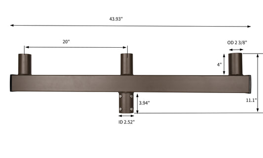 180° Low Profile Bullhorn with (3) 2-3/8in O.D. Tenon