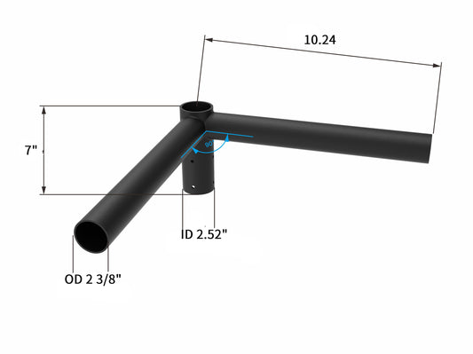 90° Spoke Mount Bracket 2 Arm with 2-3/8in O.D. Tenon