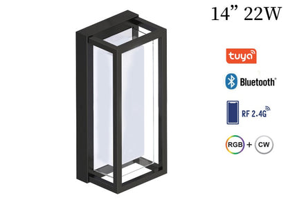 14" 22W RGBCW WALL SCONCE (BLACK) FULLY PROGRAMMABLE BY APP, WIFI/BLUETOOTH