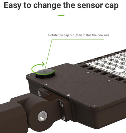 Shoe Box Light WATTAGE SWITCHABLE (200w/240w/300w) 25,500 Lumen 277-480Vac w/4ft AC Cord (Optional Remote Programmability or Dusk to Dawn Sensor)