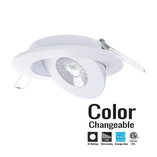4 Inch Recessed Gimbal 90° Angle-Adjustable  9w 600 Lumen 3 CCT (3000K, 4000K, 5000K) Switchable- Dimmable - 4" - 10 Year Warranty - Shipping Included